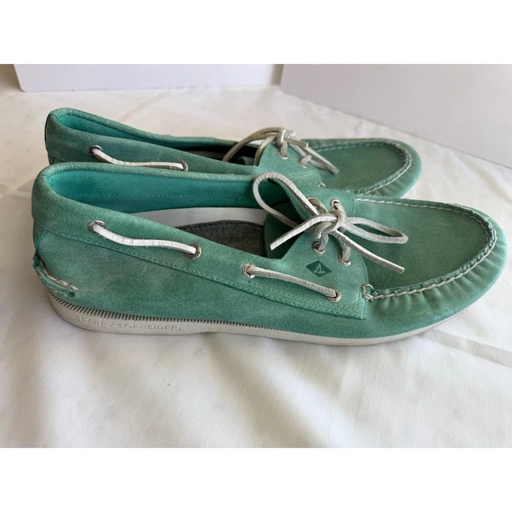 Sperry Top Sider Men's Green Leather Shoes Lace Up‎ Size 13